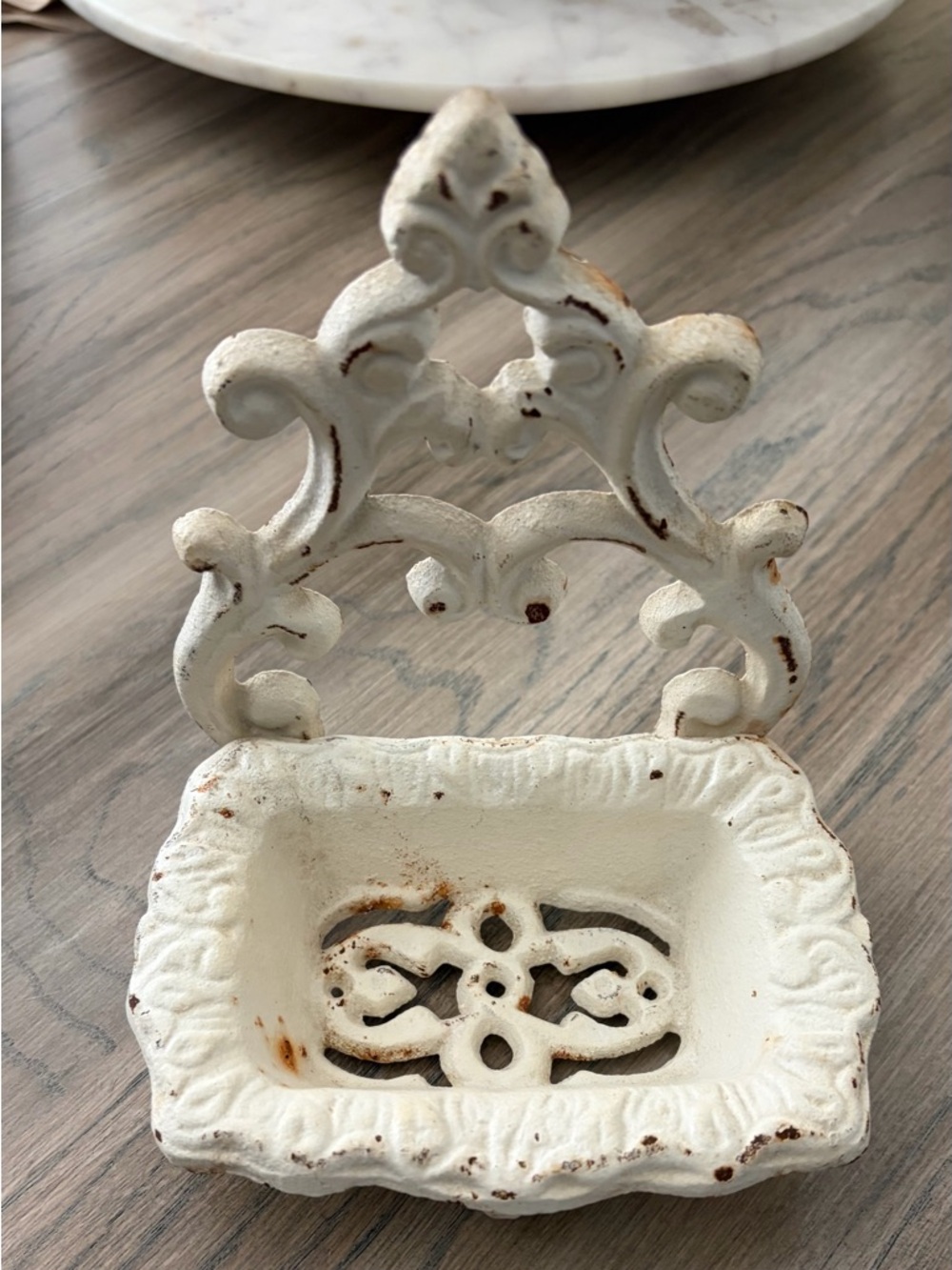 Vintage White Cast Iron Wall-Mount Soap Dish